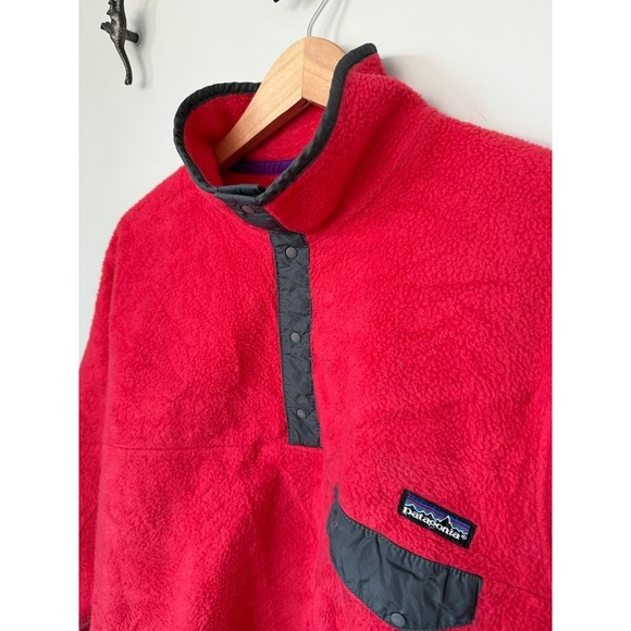 Patagonia 1990's Synchilla Pullover 4 Snap-T Lightweight Outdoor Top Pink Size M - Picture 1 of 9